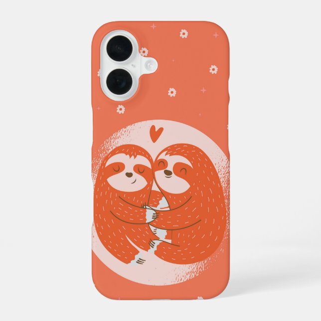 Cute Hugging Sloths iPhone 16 Case (Back)