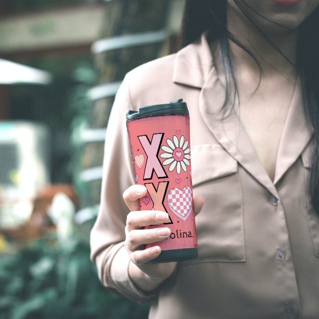 Cute Hugs&Kisses XOXO Pink Love in Valentine's Day Thermal Tumbler (Creator Uploaded)