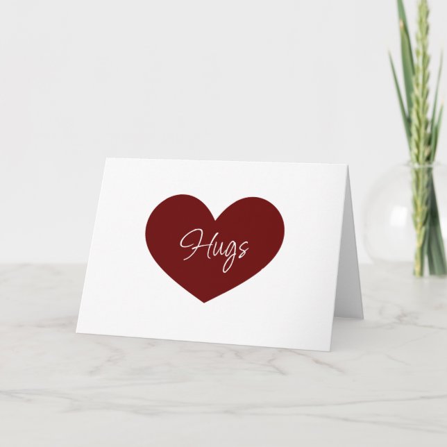 Cute Hugs Red Heart Happy Valentine's Day  Holiday Card (Front)