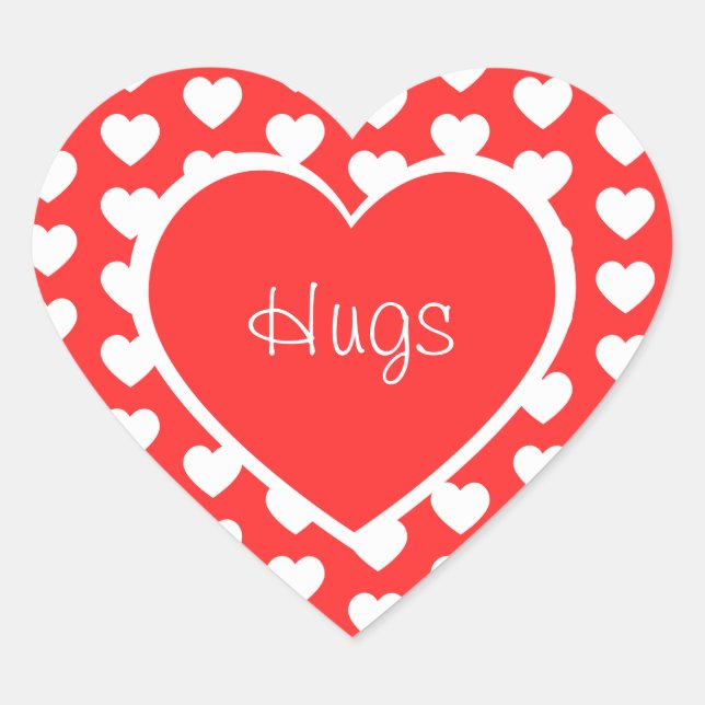 Cute Hugs Valentine's Day Heart Sticker (Front)