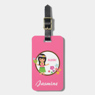 Cute Hula Girl Hawaiian Luau Themed Luggage Tag