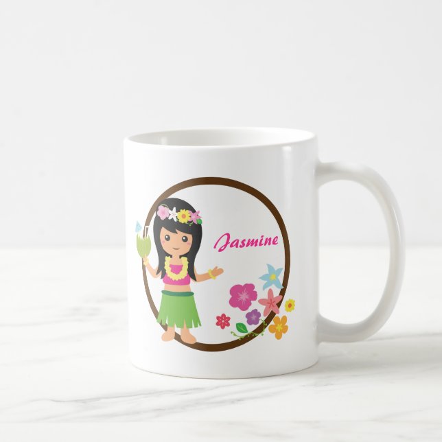 Cute Hula Girl Hawaiian Luau Themed Mug (Right)