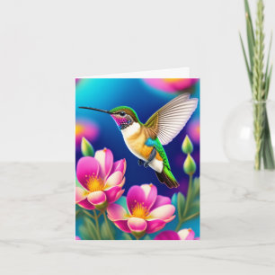 Cute Hummingbird and Flowers Mother's Day Card