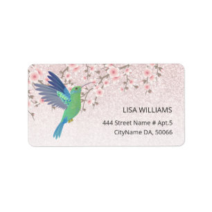 Cute Hummingbird Cherry Blossom  Label