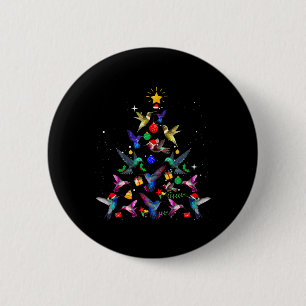 Cute Hummingbird Christmas Tree Xmas Gifts  6 Cm Round Badge
