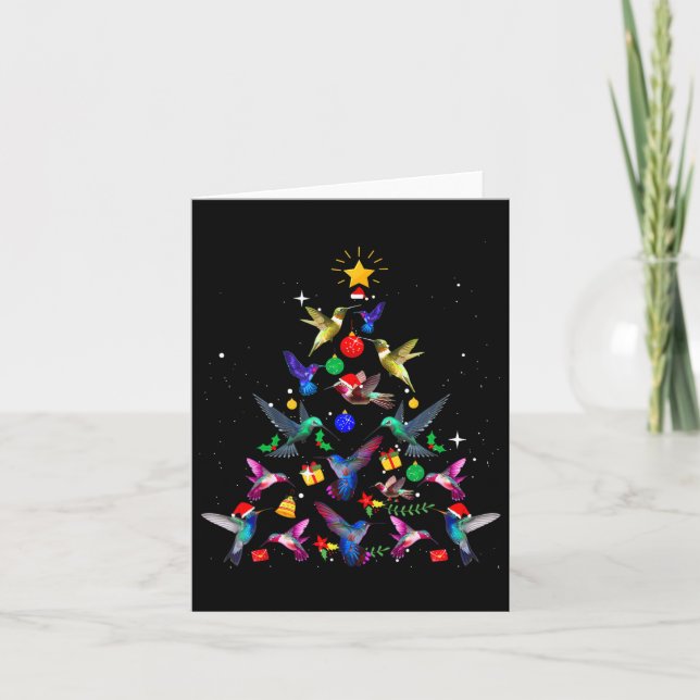 Cute Hummingbird Christmas Tree Xmas Gifts  Card (Front)