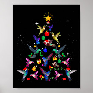 Cute Hummingbird Christmas Tree Xmas Gifts Poster