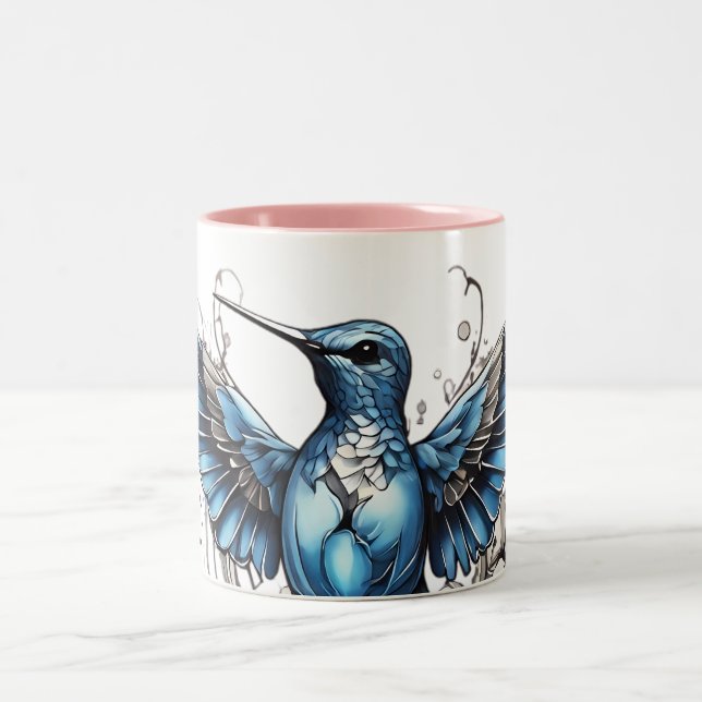 Cute Hummingbird collection of Kitchen  Two-Tone Coffee Mug (Center)