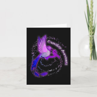 Cute Hummingbird Holding Purple Ribbon Overdose Aw Card
