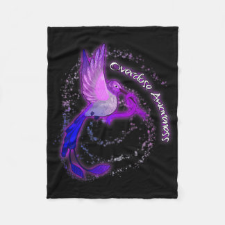 Cute Hummingbird Holding Purple Ribbon Overdose Aw Fleece Blanket