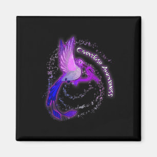Cute Hummingbird Holding Purple Ribbon Overdose Aw Magnet