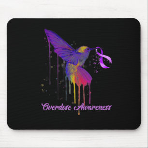 Cute Hummingbird Holding Purple Ribbon Overdose Aw Mouse Mat