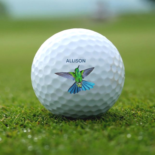 Cute Hummingbird Monogrammed Golf Balls (Creator Uploaded)