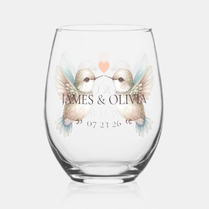 Cute Hummingbird Wedding Glasses
