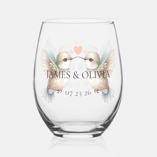 Cute Hummingbird Wedding Glasses (Front)