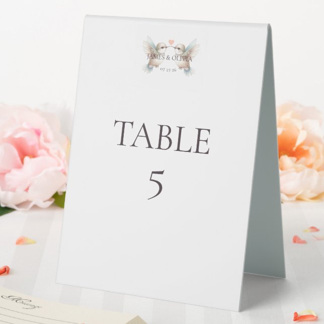 Cute Hummingbird Wedding Table Number Card (In SItu (Wedding))