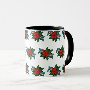 Cute Hummingbirds on Hibiscus Flower Cartoon - W Mug