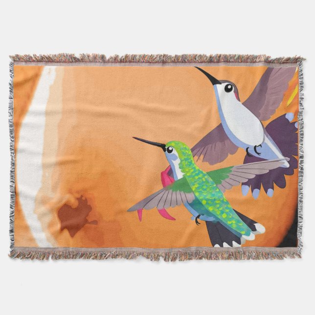 Cute Hummingbirds Throw Blanket (Front)