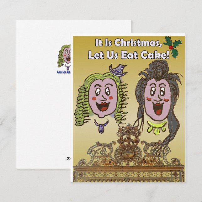Cute, Humorous Versailles Cartoon Christmas Card (Front/Back)