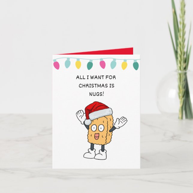 cute humour cartoon punny pun christmas custom card (Front)