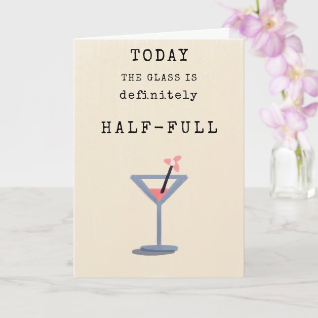 Cute Humour Pink Cocktail Glass Simple Birthday Card (Orchid)