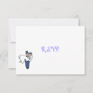 Cute Humourous Bride and Groom Cartoon RSVP Card