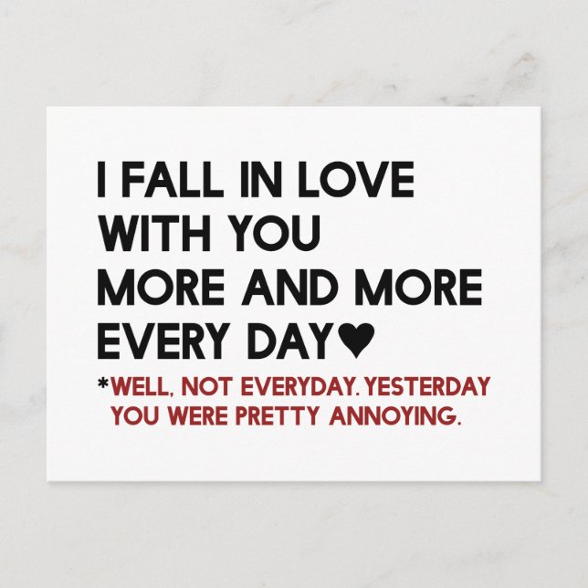 Cute Humourous Funny Valentine's Day Gift Card (Front)