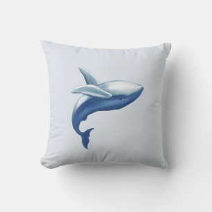 Cute Humpback Whale Jumping Out of Water Drawing Cushion
