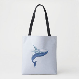 Cute Humpback Whale Jumping Out of Water Drawing Tote Bag