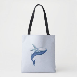 Cute Humpback Whale Jumping Out of Water Drawing Tote Bag