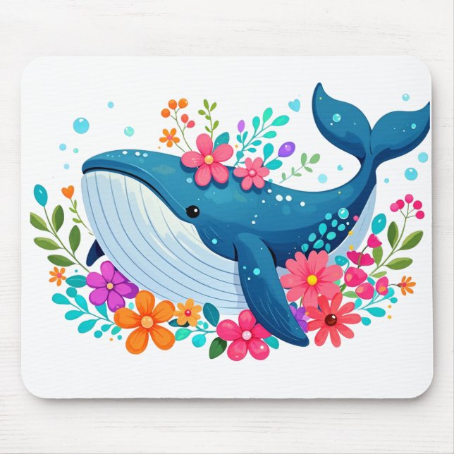 cute humpback whale mouse mat (Front)