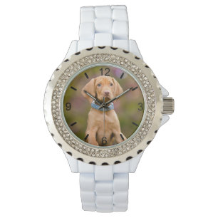 Cute Hungarian Vizsla Dog Puppy Photo - dial-plate Watch