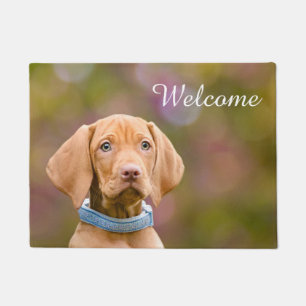 Cute Hungarian Vizsla Dog Puppy Photo _ Welcome Doormat