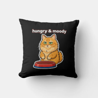 Cute Hungry and Moody Orange Cat Meme sticker Cushion