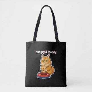 Cute Hungry and Moody Orange Cat Meme sticker Tote Bag