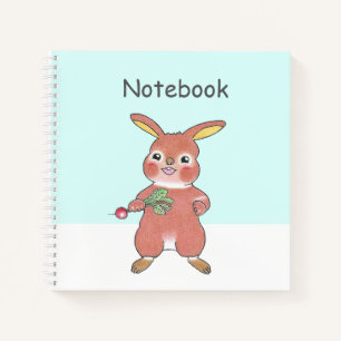 Cute Hungry Bunny blue Square Custom Notebook