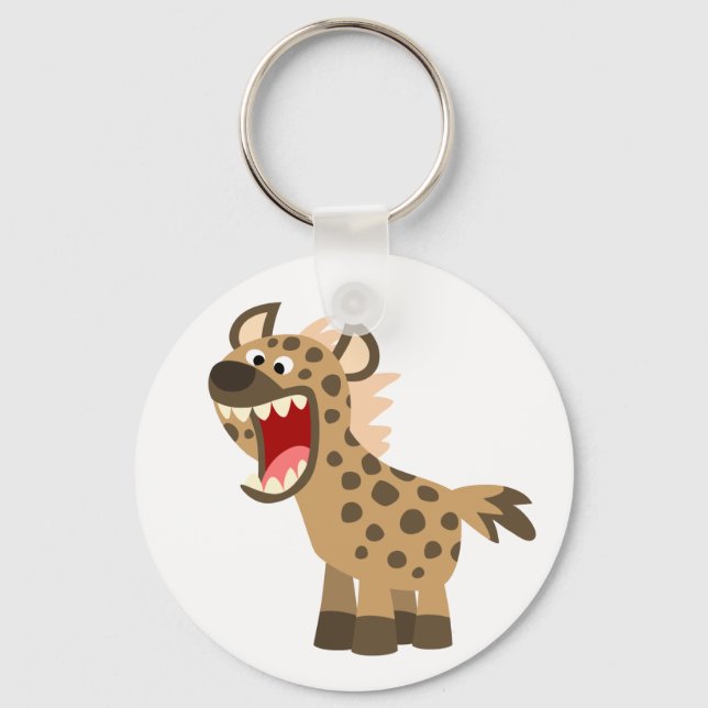 Cute Hungry Cartoon Hyena Key Ring (Front)