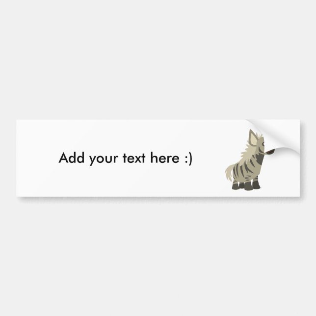 Cute Hungry Cartoon Striped Hyena Bumper Sticker (Front)