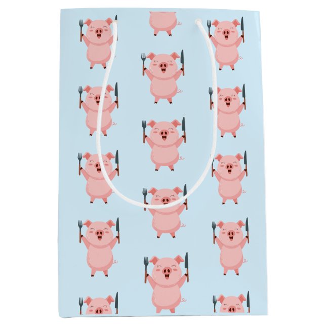 Cute Hungry Piggy  Medium Gift Bag (Front)