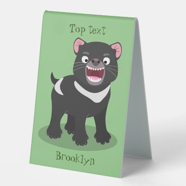 Cute hungry Tasmanian devil cartoon illustration (Front)