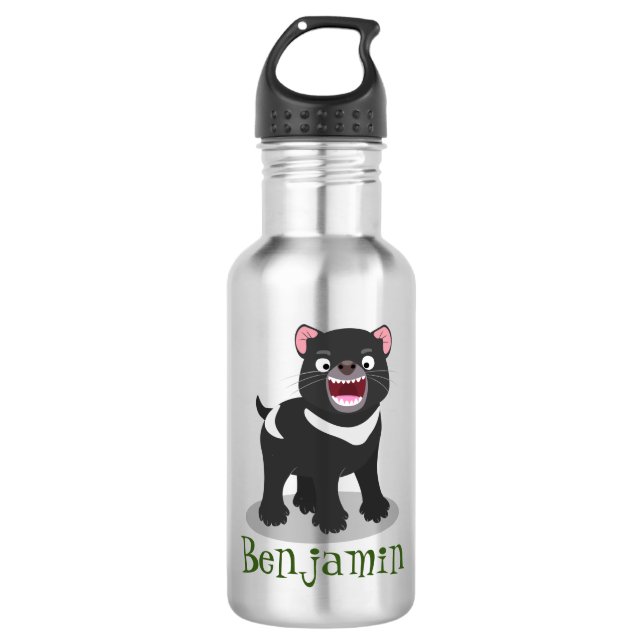 Cute hungry Tasmanian devil cartoon illustration 532 Ml Water Bottle (Front)