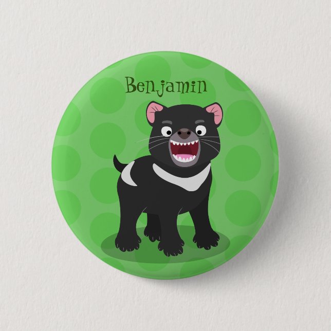 Cute hungry Tasmanian devil cartoon illustration 6 Cm Round Badge (Front)