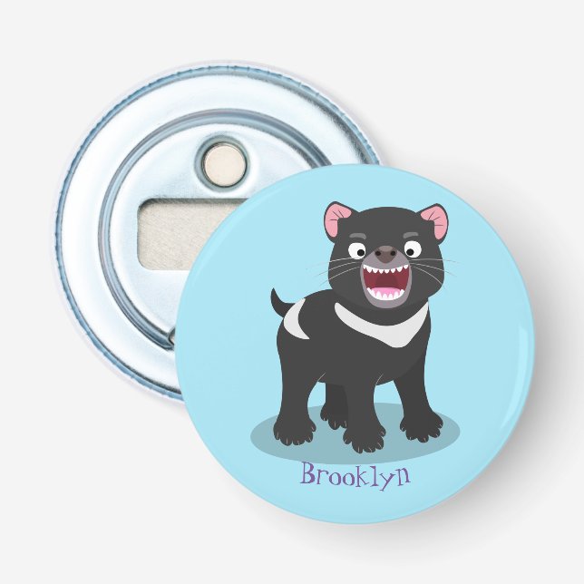 Cute hungry Tasmanian devil cartoon illustration Bottle Opener (Front)