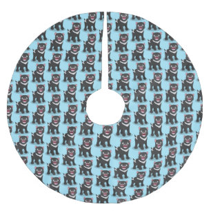 Cute hungry Tasmanian devil cartoon illustration Brushed Polyester Tree Skirt