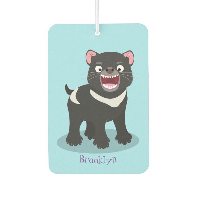 Cute hungry Tasmanian devil cartoon illustration Car Air Freshener (Front)