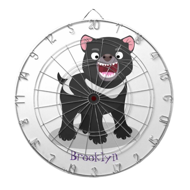 Cute hungry Tasmanian devil cartoon illustration Dartboard (Front)