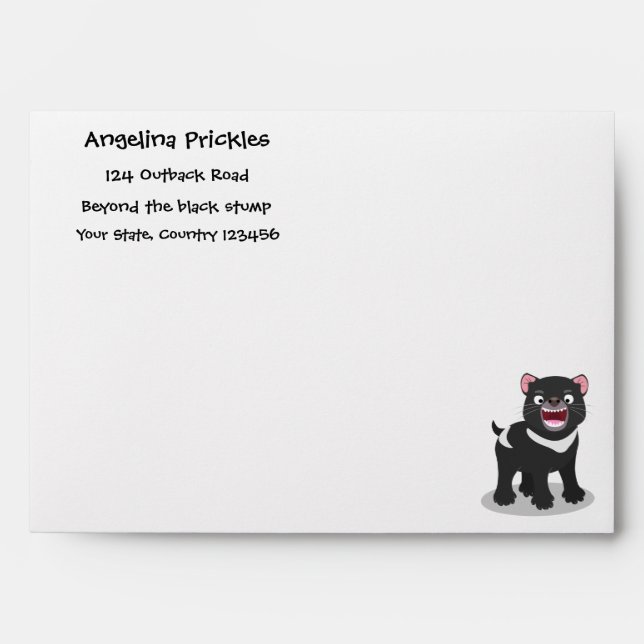 Cute hungry Tasmanian devil cartoon illustration Envelope (Front)