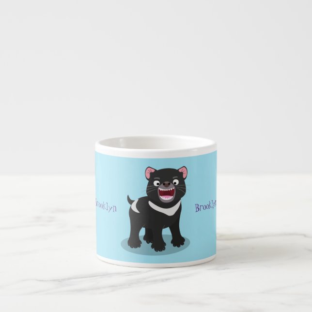 Cute hungry Tasmanian devil cartoon illustration Espresso Cup (Front)
