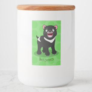 Cute hungry Tasmanian devil cartoon illustration Food Label