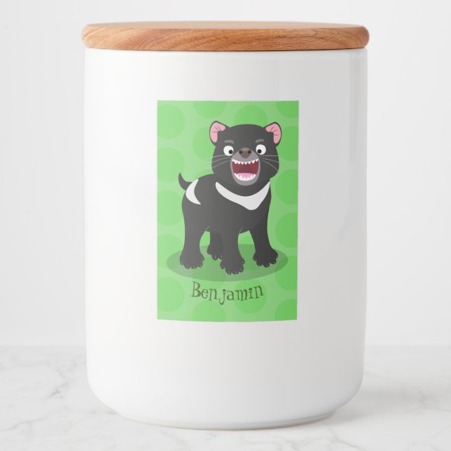 Cute hungry Tasmanian devil cartoon illustration Food Label (Front)